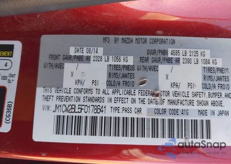 2015 Mazda Mazda5 Sport from USA, damaged, VIN JM1CW2BL5F0178641